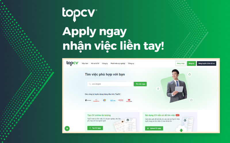 TopCV là website tìm việc làm công nghệ thông tin hàng đầu hiện nay