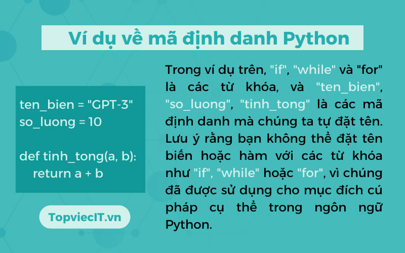 Ví dụ về mã định danh trong Python